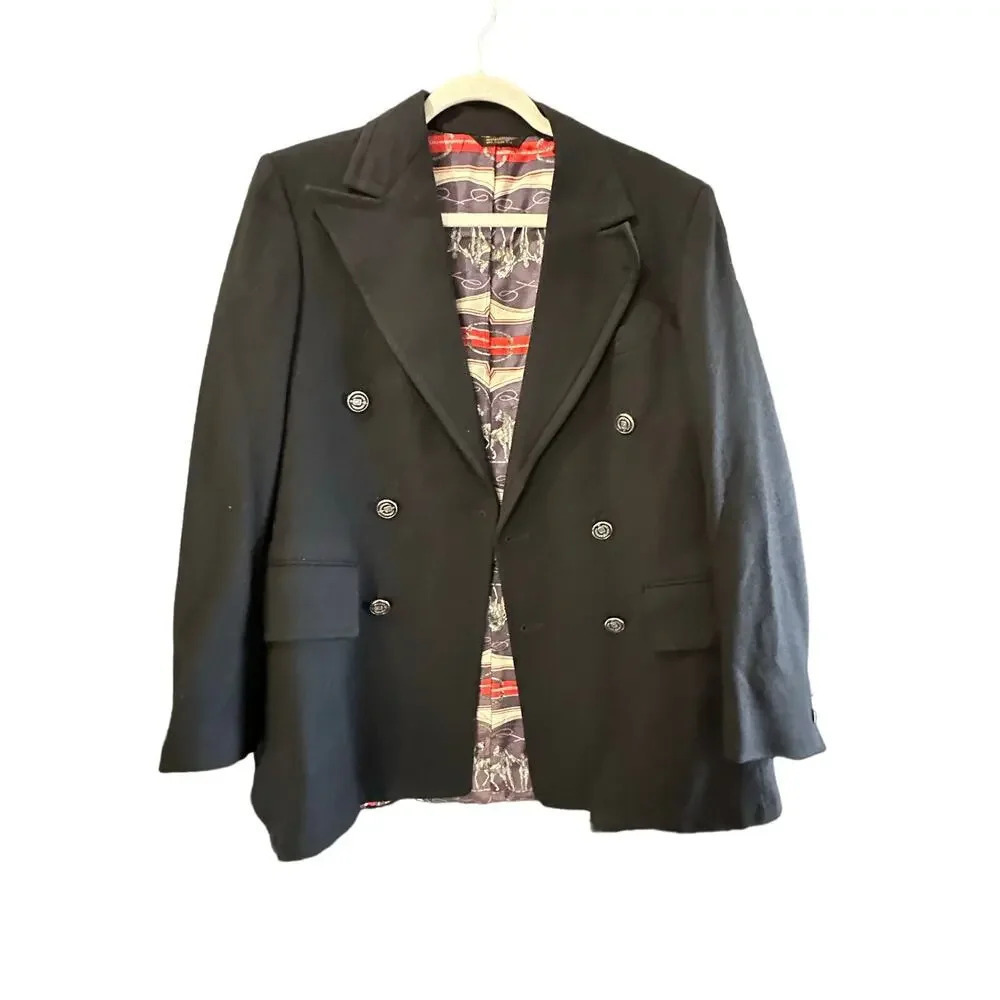Vintage Le Chevron Double Breasted Wool Sport Coat size 38